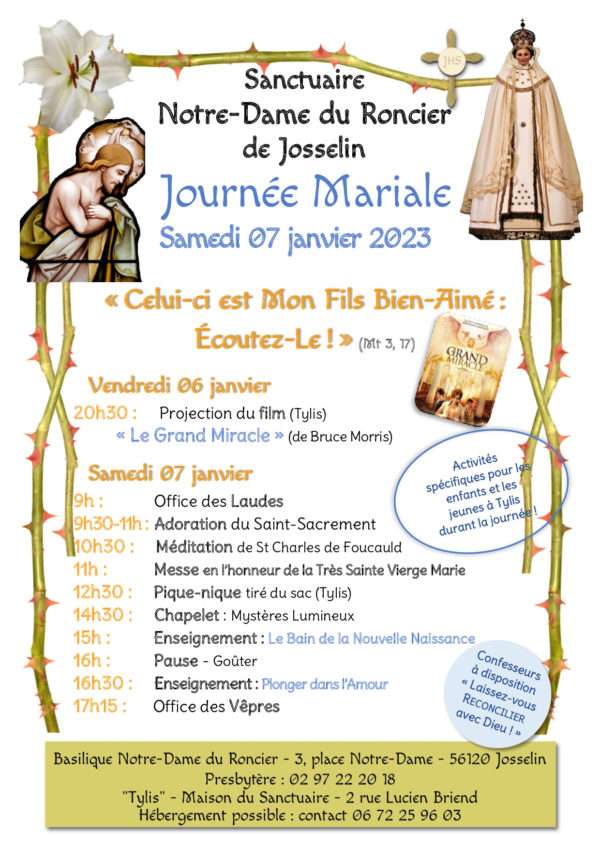 Journée mariale à Josselin le 7 janvier 2023 Diocèse de Vannes